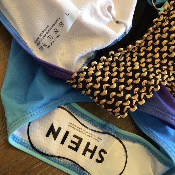 Womens Blue Ombré Cut-Out Cheeky High Cut One Piece Swimsuit Size Large - Picture 7 of 10